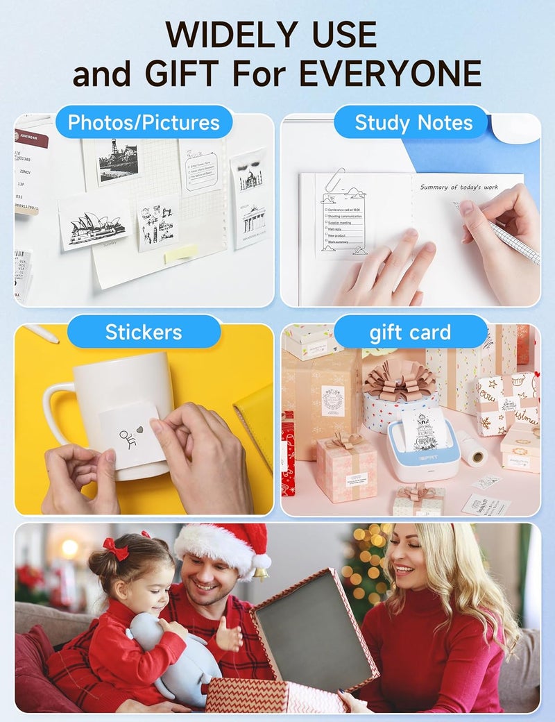 iDPRT Portable Sticker Maker Machine with 1 Roll Sticker Paper, Mini Printer Efficiently and Quickly, Thermal Printer for Study Notes, Pictures, DIY, Label, Free App with Multiple Templates,Blue - Image 4